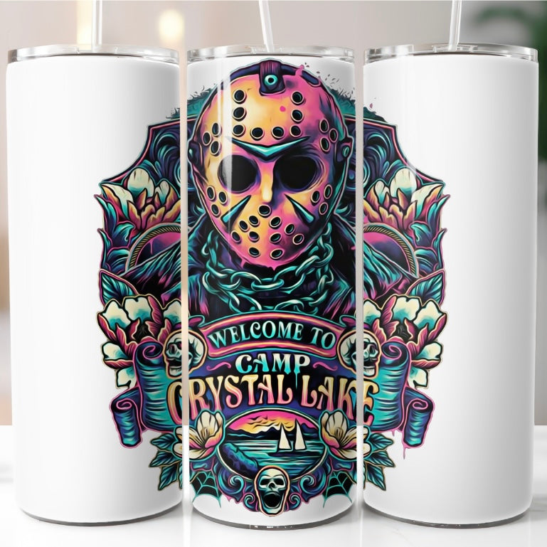 Jason camp crystal lake 20oz Skinny Tumbler