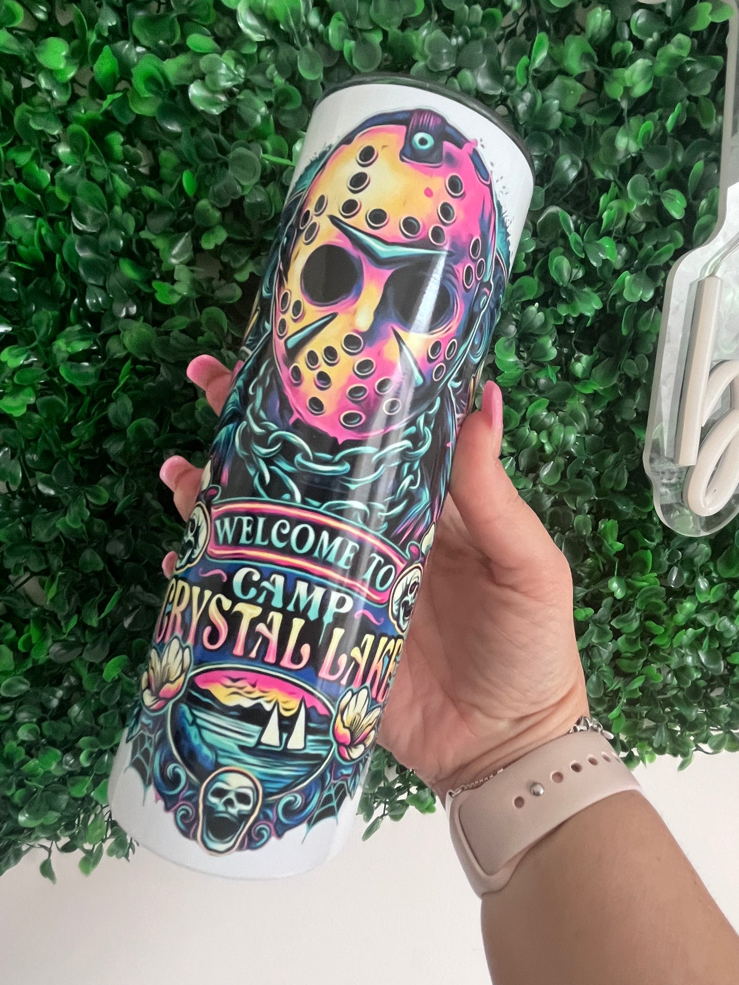 Jason camp crystal lake 20oz Skinny Tumbler