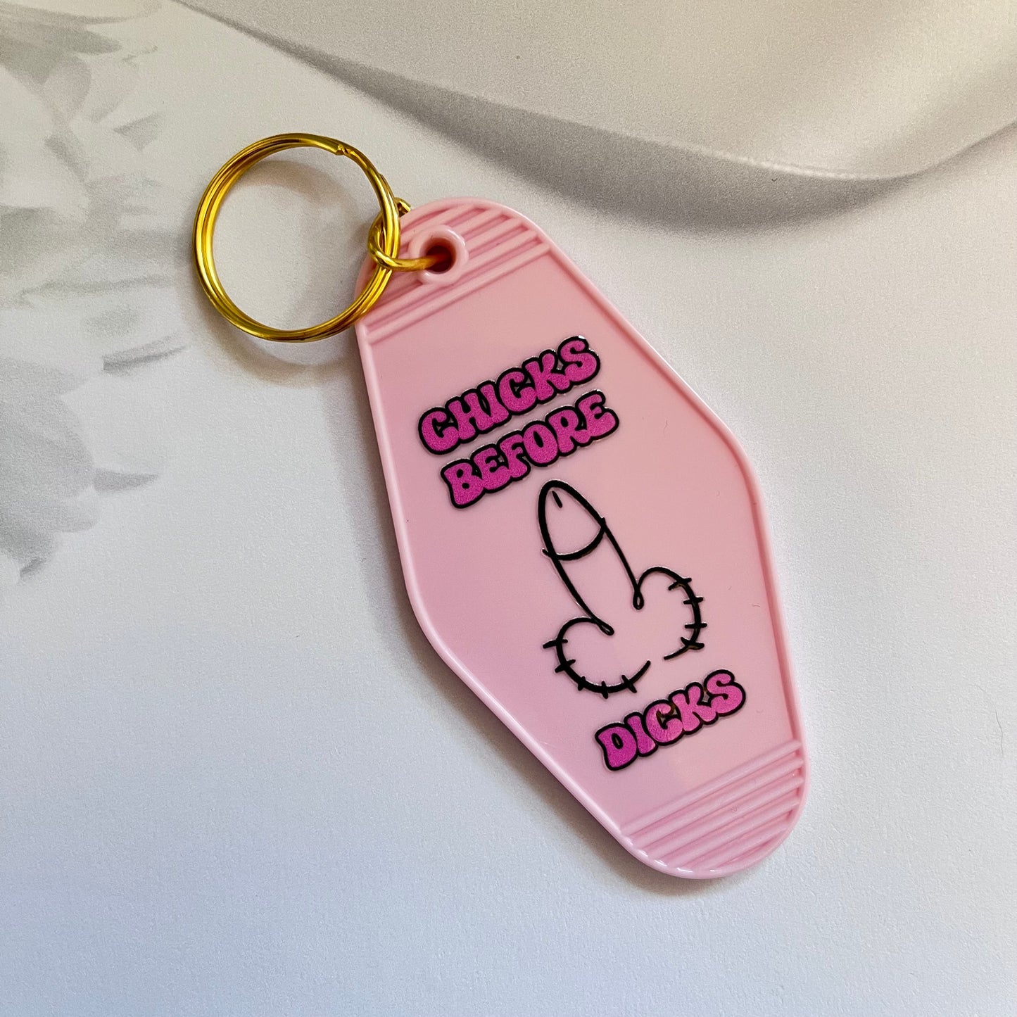 Chicks Before D**ks Keyring