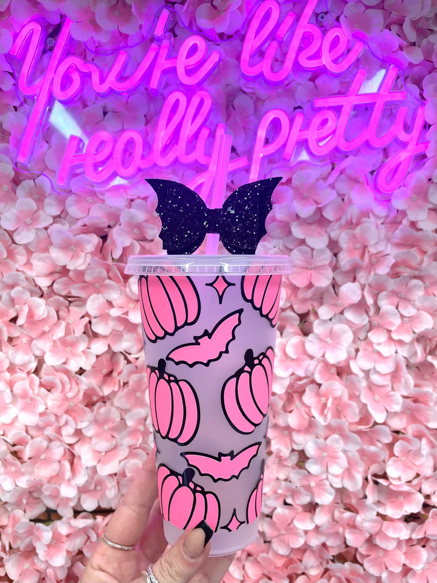 Glow in the Dark pumpkin, Bat cold Cup / Tumbler