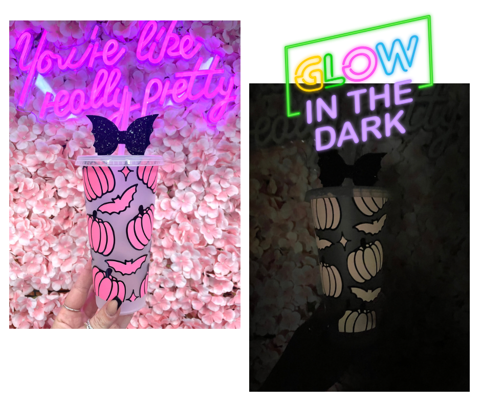 Glow in the Dark pumpkin, Bat cold Cup / Tumbler