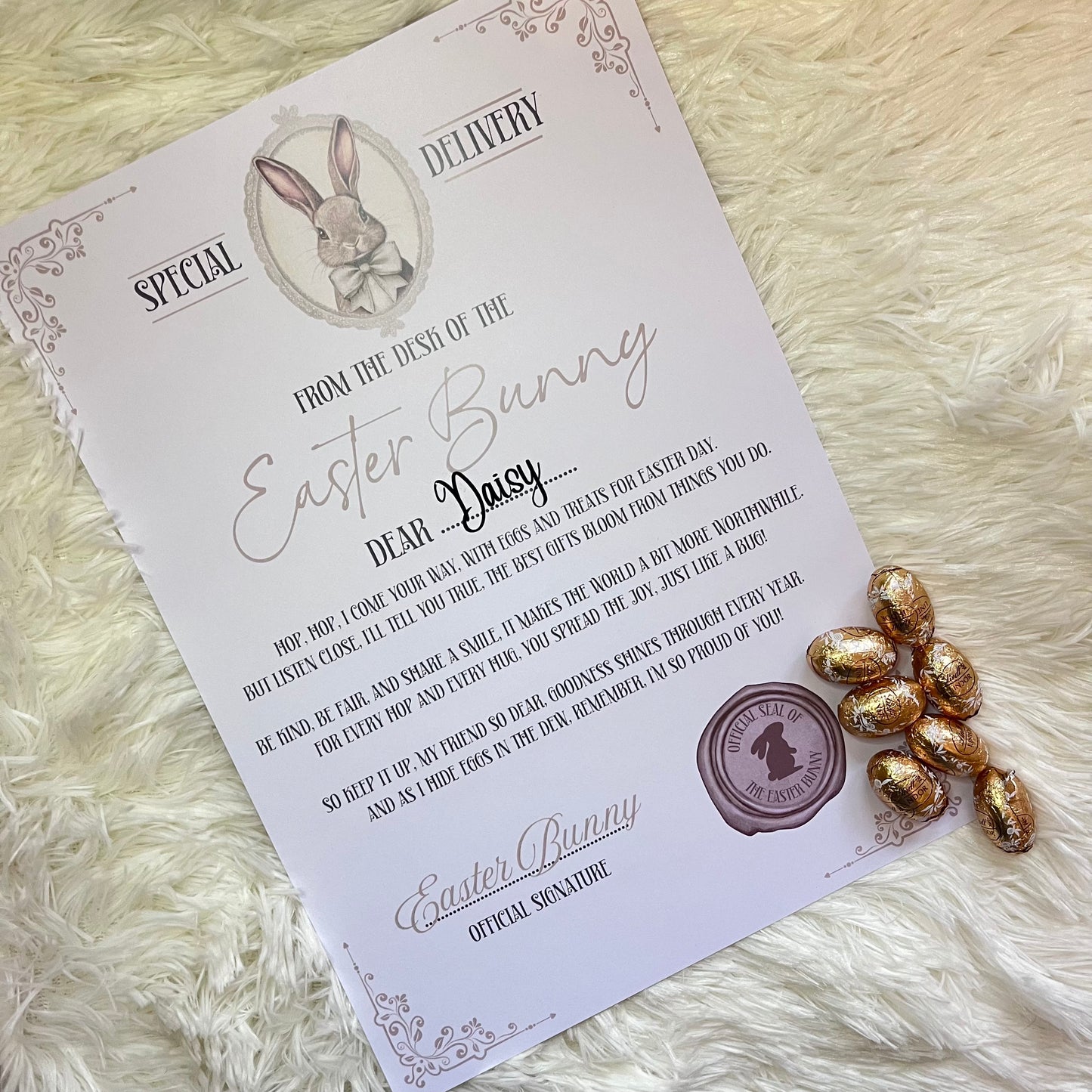Personalised Easter Bunny Letter