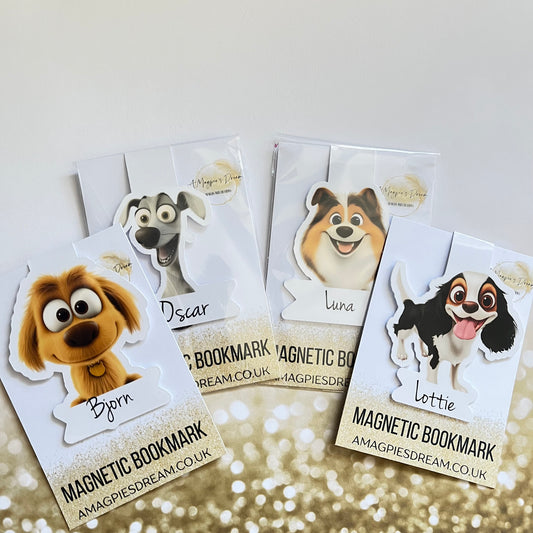 Personalised Dog Breed Magnetic Bookmark – Choose Your Pup’s Breed and name