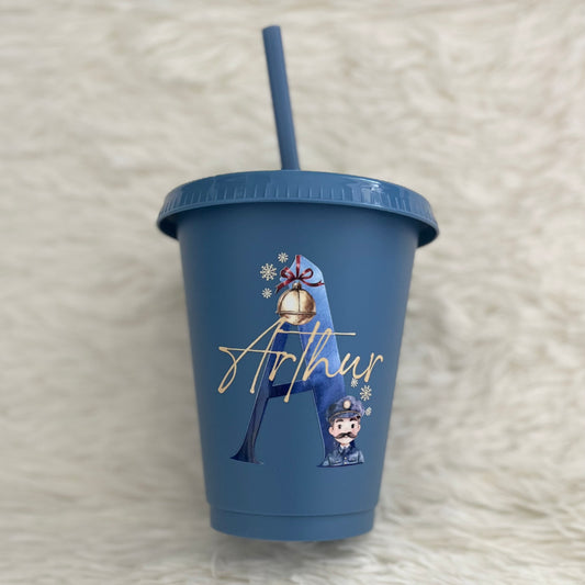 Personalised Polar Express Kids Cold Cup with Straw