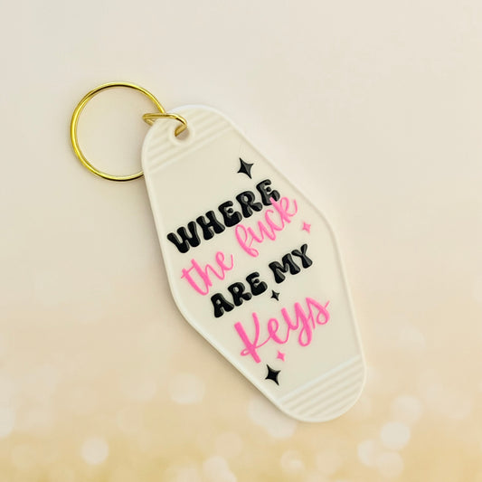 ✨ “Where the F* Are My Keys?” Retro Motel Keychain ✨**