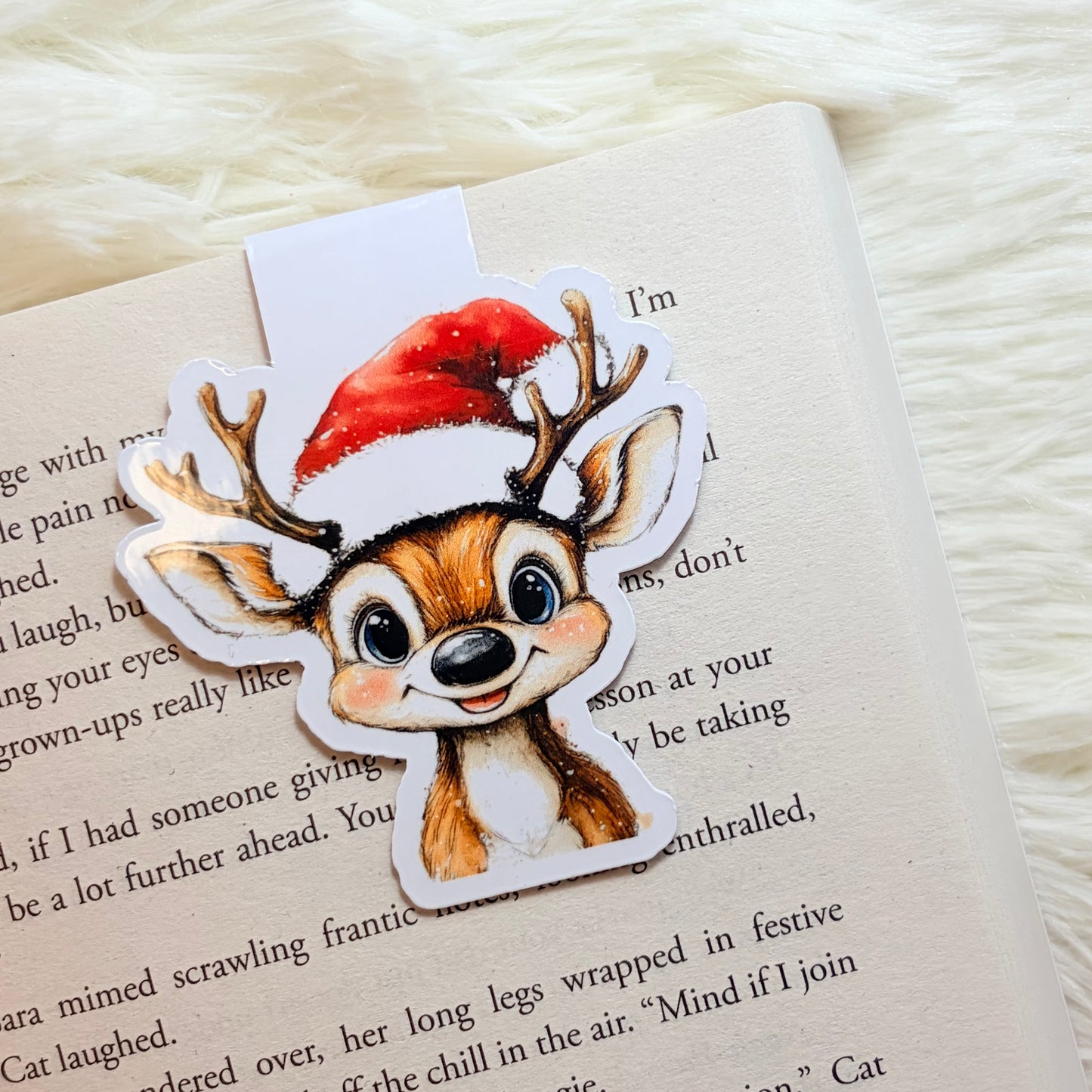 Cute Reindeer Magnetic Bookmark – Christmas Reading Gift / Stocking Filler for Book Lovers