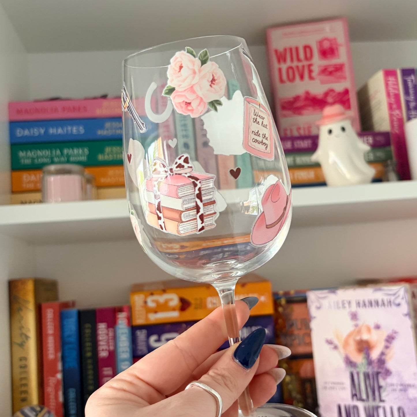 Romance Reader Wine Glass | Bookish Cowgirl Glass | Elsie Silver Inspired Gift | “Wear the Hat Ride the Cowboy” Wine Glass | Book Lover Gift