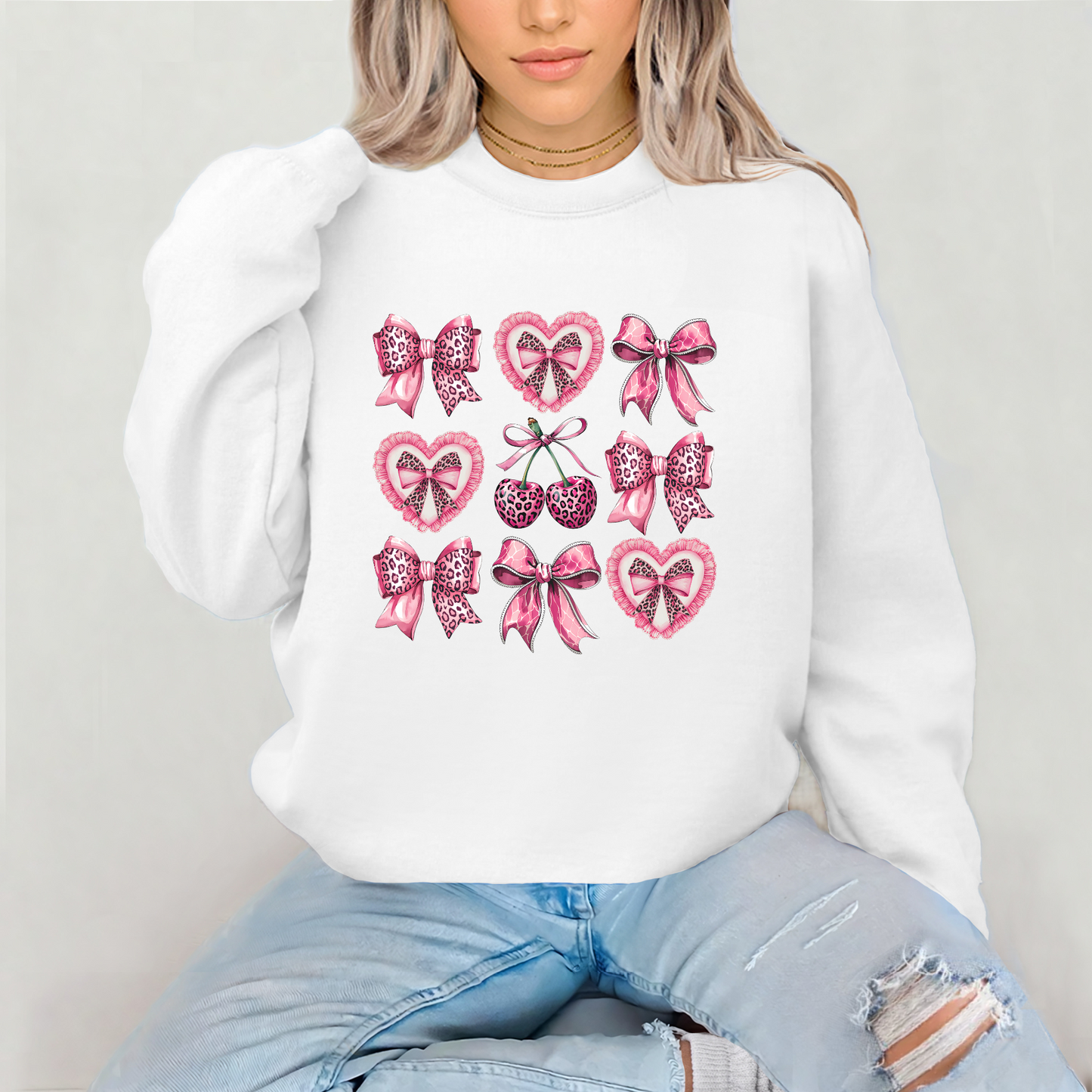 Leopard Cherry and Bows Sweatshirt