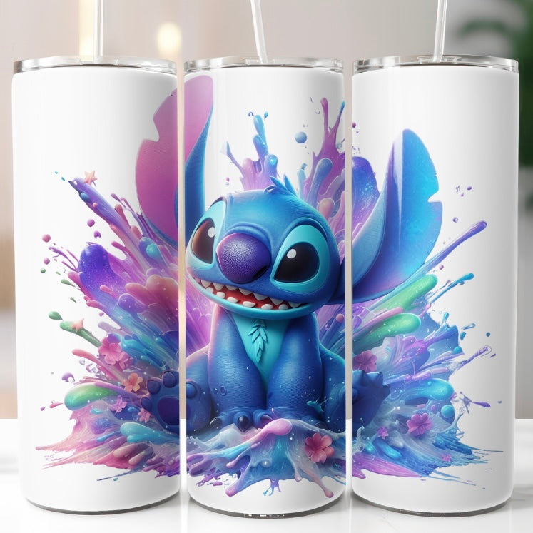 Blue Alien Neon Splash 20oz Tumbler